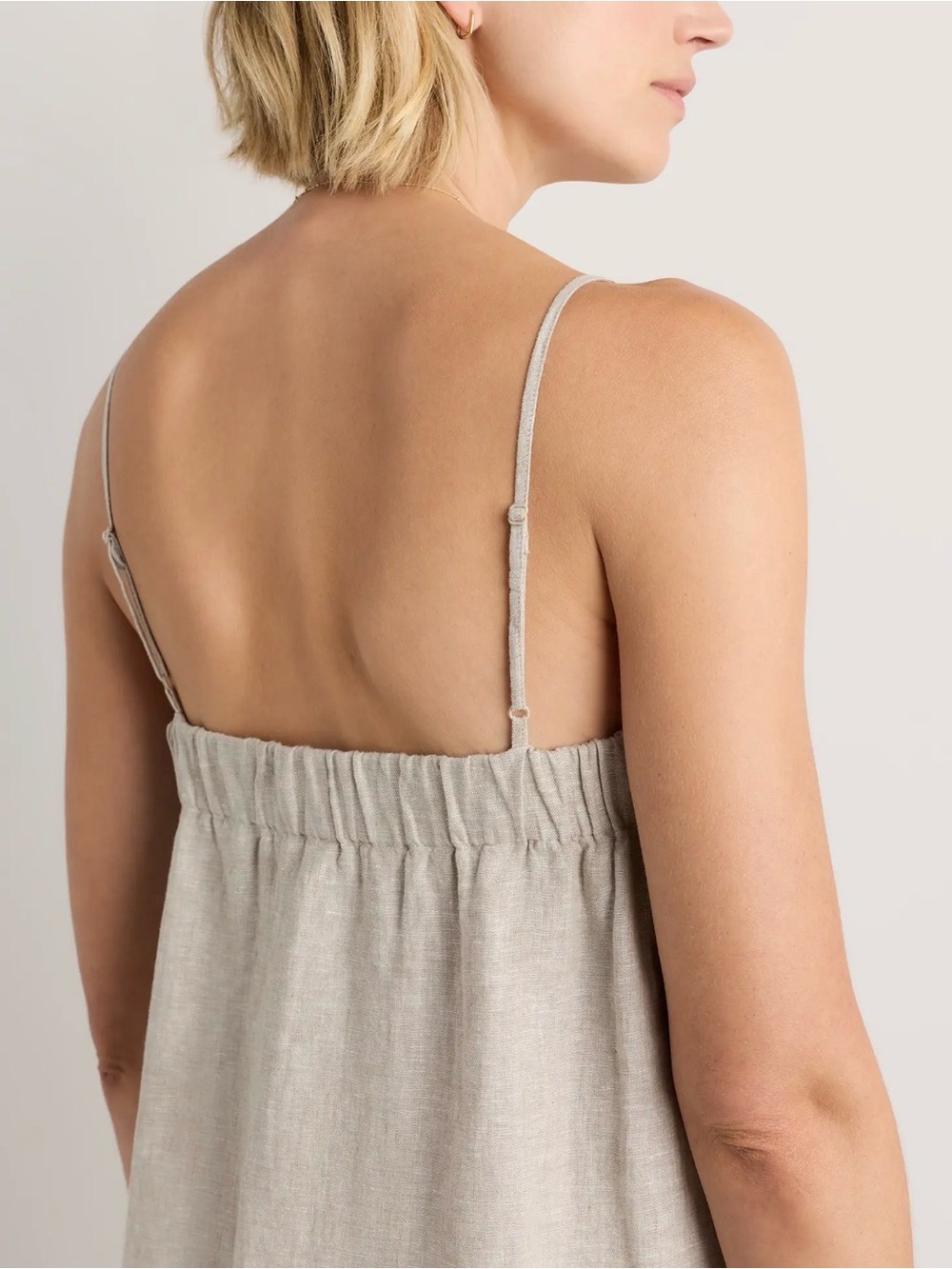 Simple Linen Slip Skort Dress in Light Beige - Picture 4 of 7
